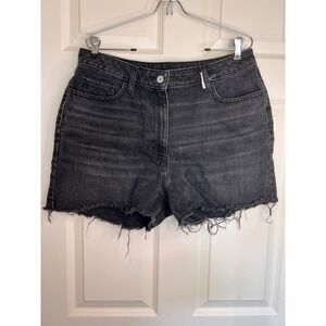 COLLUSION Denim Mom Shorts High‎ Waist Frayed Hem 3 inch Inseam Black Size 12